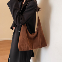 Sac Hobo Rétro Grande Taille en Similicuir PU pour Femme, Nouveau Sac Fourre-tout Décontracté en Daim Artificiel à Porter à l'Épaule ou sous le Bras, Collection Automne Hiver