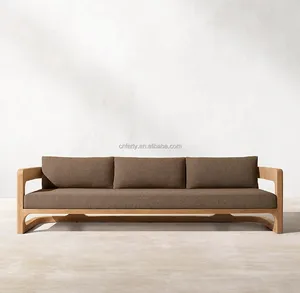 New Outdoor Patio Furniture Garden Wooden Furniture With Cushion Sofa Teak Furniture Leisure Sofa Set