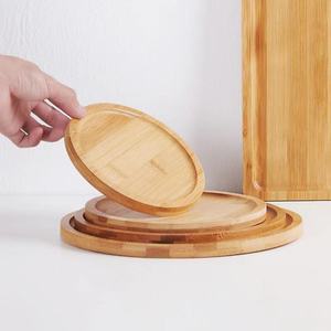 Plateaux de service en bambou carrés et ronds pour hôtel, thé, café, dessert, pizza, sushi, design en bois naturel - Product Image 4