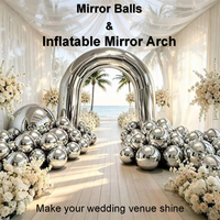 Arche miroir gonflable, arche gonflable miroir argentée pour la décoration de mariage, d'événements et de fêtes