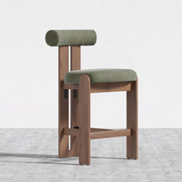 Chaise de bar en bois et tissu, tabouret de comptoir avec dossier, mobilier de restaurant moderne
