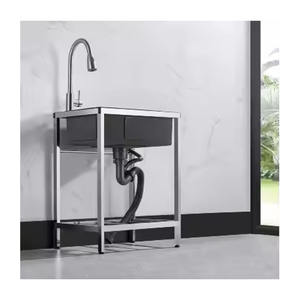 Évier <span class=keywords><strong>de</strong></span> <span class=keywords><strong>jardin</strong></span> extérieur en acier inoxydable Grand bac simple extérieur <span class=keywords><strong>avec</strong></span> <span class=keywords><strong>support</strong></span> Évier <span class=keywords><strong>de</strong></span> <span class=keywords><strong>jardin</strong></span> intégré - Product Image 2