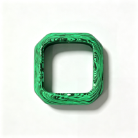 Boîtier de montre carré étanche en fibre de carbone forgée verte, lumineux, pour modification DIY, avec accessoires de personnalisation de logo laser