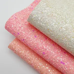 Berkilau payet halus bubuk Glitter Pu kulit sintetis ketebalan 0.6mm untuk pakaian sepatu menghias bahan kulit