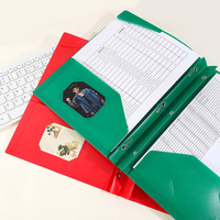Porte-documents en plastique PP personnalisé A7 avec anneaux en D, couverture de rapport multicolore à double poche avec clip pivotant, fournitures de bureau et scolaires