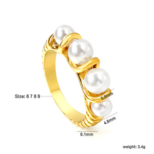 Pearl <b>Ring</b> Gold Plated AA Grade Pearls Geometric Design Everyday Wear - Product Image 3