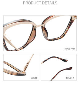 VisualMateトレンディな女の子フルリムキャットアイ特大オプティカルフレームTR90メタルアンチブルーライト処方メガネ - Product Image 4