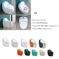 WC monobloc en céramique coloré en forme d'œuf, chasse d'eau par siphon, sortie S-trap 250/300mm, sortie P-trap 180mm, pour salle de bain
