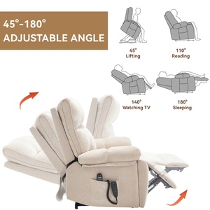 Fauteuil inclinable électrique beige en chenille robuste avec double moteur, positions infinies, massage chauffant et <span class=keywords><strong>8</strong></span> points de vibration - Product Image 5