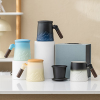 Tasse à thé en grès céramique avec couvercle et infuseur intégrés, style pastoral, origine Fujian Dehua, cadeau idéal pour le bureau et la maison