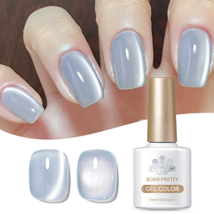 Sinh ra khá 10ml MSDS Galaxy Bạc Ánh Trăng Mèo Mắt Gel tàn ác miễn phí Vegan trắng ánh sáng long lanh Cateye Gel Nail Art véc ni - Product Image 1