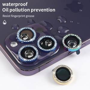 Protector de <span class=keywords><strong>cristal</strong></span> templado para lente de <span class=keywords><strong>cámara</strong></span>, <span class=keywords><strong>cristal</strong></span> brillante colorido de lujo, Diamante 3d 9h, antigolpes, para <span class=keywords><strong>iphone</strong></span> 14, paquete de 3 uds. - Product Image 5