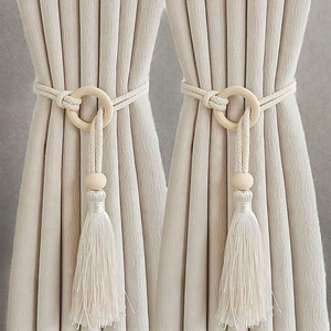 Tenda moderna bohémien <span class=keywords><strong>con</strong></span> perline in legno e nappe nuovo Design cinturini per tenda lunga accessori - Product Image 3