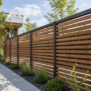 Panneau de protection solaire à lamelles horizontales modernes en aluminium imitation bois pour <span class=keywords><strong>mur</strong></span> <span class=keywords><strong>extérieur</strong></span> de villa - Product Image 4