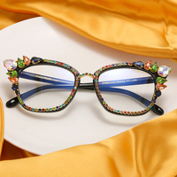 MS A97093 Moda Señoras Diamond Set Gafas de sol Retro Cat Eyes Diseñador Gafas Marcos ópticos Anti Blue Light