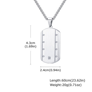 Pendentif <span class=keywords><strong>Alin</strong></span> classique et tendance en argent avec motif Dogtag et chaîne IPS en acier inoxydable, bijoux pour cadeau - Product Image 2