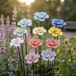 Alimentatore per api in ceramica colorata, stazione d'acqua artigianale per pollinatori, decorazione per giardino e cortile - Product Image 1