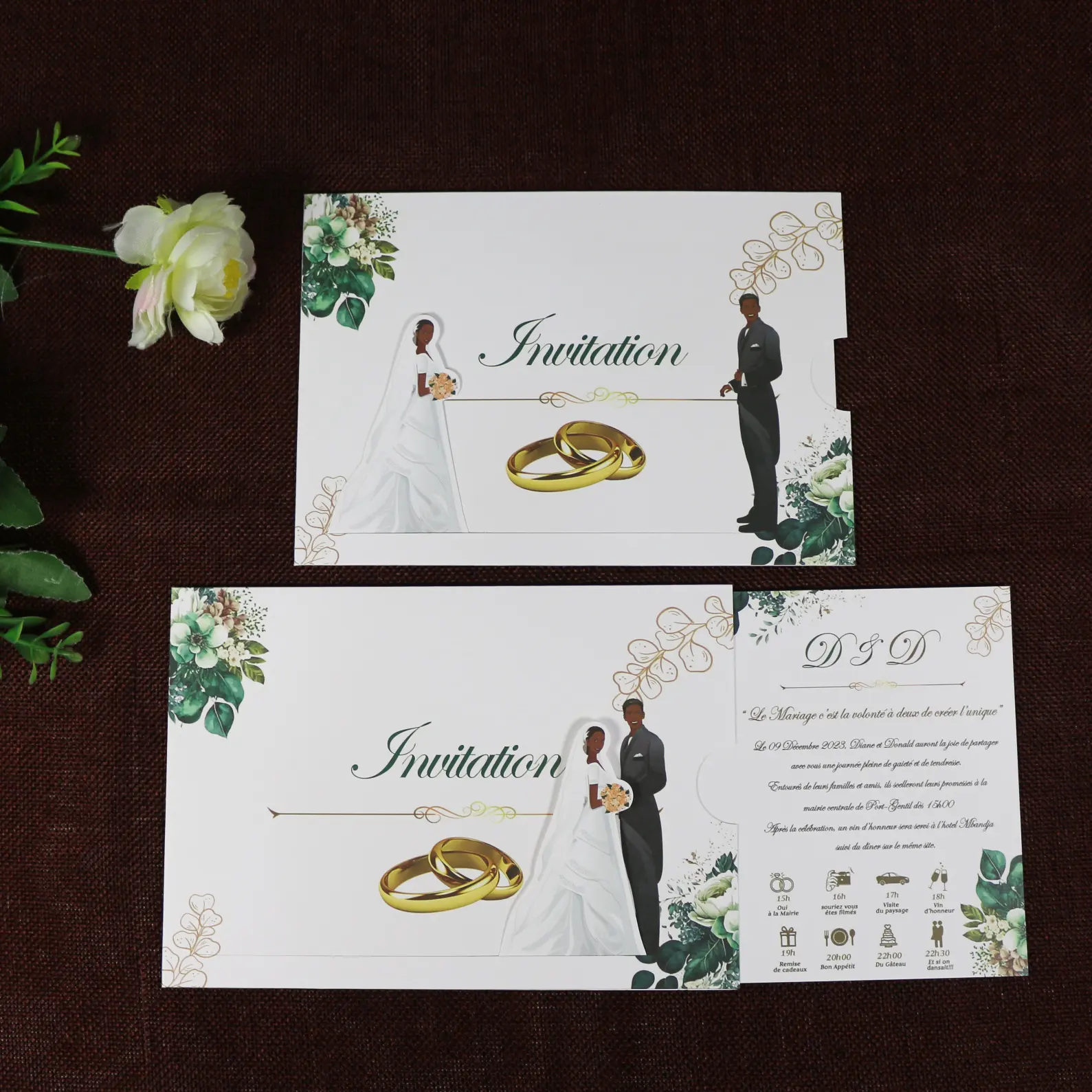 कस्टम प्रिंटिंग के साथ क्रिएटिव तमिल विवाह निमंत्रण कार्ड डी कार्टे डी मैरीज