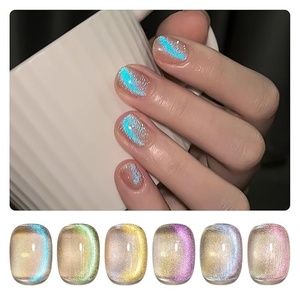 Cat Eye <b>Gel</b> <b>Nail</b> Polish <b>Set</b> with Magnet for Blue Glitter Holographic Cat Eye, Salon <b>Gel</b> Manicure and <b>Nail</b> Art DIY at Home - Product Image 1