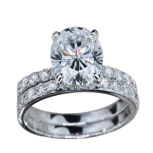 Luxury 3ct 5ct Filled Oval Cut Lab Grown Diamond Halo Side Stones Pav IGI Certified Solid 18K Gold Engagement <b>Ring</b> - Product Image 2