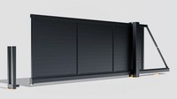 Porte coulissante automatique en aluminium avec revêtement en poudre de couleur personnalisée gris noir jet, porte battante électrique simple