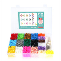 Contas de plástico para engomar, conjunto de contas de plástico de 5mm diy, bandeja de fusíveis, hama, miçangas 19 cores 9600 peças, caixa de miçangas