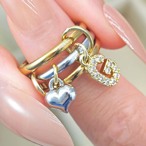 INS Y2K Fashion Heart Letter Pendant Charm <strong>Rings</strong> for Women Trendy Zircon Stainless Steel Gold Color <strong>Ring</strong> <strong>Stack</strong> Sets Jewelry Gift - Product Image 3