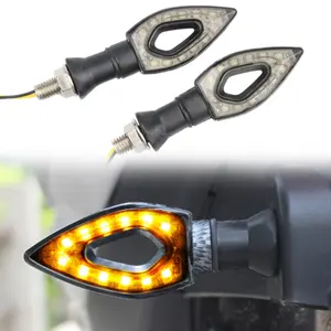 2Pcs Motorcycle Heart Shape Universal 12 LED Turn Signals Short Turn Signal Lights Indicator Blinkers Flashers Amber Color