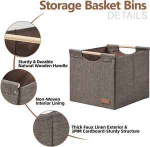 Ensemble de 2 cubes de rangement à poignées en bois, capacité 10-20L, design flexible <span class=keywords><strong>pour</strong></span> étagères <span class=keywords><strong>Kallax</strong></span>, salons, chambres, vêtements - Product Image 3