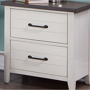 White Nightstand <b>2</b> <b>Drawer</b> Gray Top Solid Wood Bedside Table Two Tone Finish - Product Image 3
