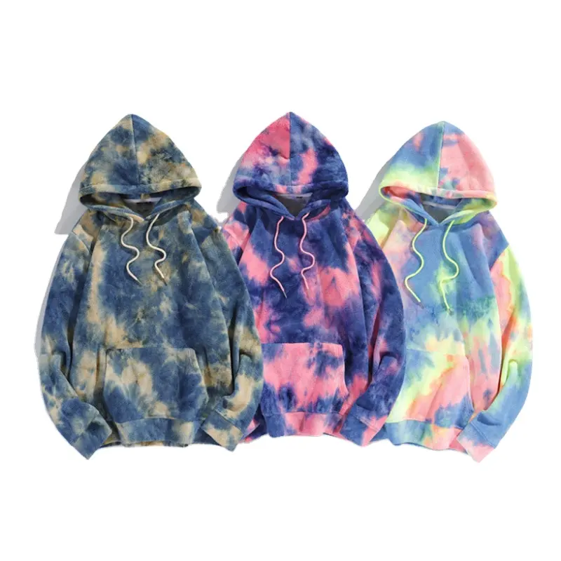 2021 Latest High Quality Custom Logo Printed Men Women Tie-dye Cotton Fleece Hooded Sweatshirt Casual Oversized Men Hoodies