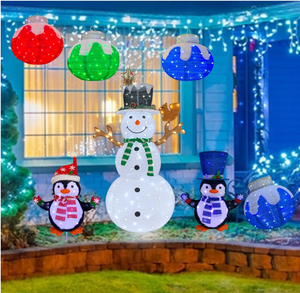 <span class=keywords><strong>Décoration</strong></span> <span class=keywords><strong>de</strong></span> Noël d'extérieur Pinguin Bleu Blanc Chaud avec 60 Lumières, Conception Pliable pour Porche, Cour et Jardin - Product Image 6