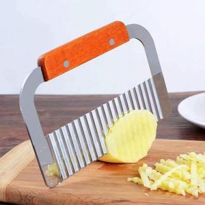 High Quality Stainless Steel Crinkle Knife with Wood Handle <b>for</b> French Fries & <b>Vegetables</b> Potato Chip Cutter & Veggies <b>Chopper</b> - Product Image 2
