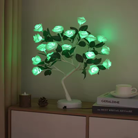 Lampe de bureau LED moderne en forme d'arbre de roses, 16 couleurs RGB, télécommande tactile, intensité réglable, blanc chaud 2700K, alimentée par batterie, nouveauté