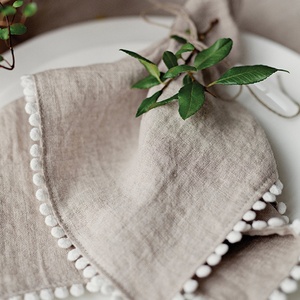 Lace Trim Cotton <b>Linen</b> <b>Cloth</b> Napkin for Hotel Pure <b>Linen</b> Placemat for Hotel Organic Embroidered <b>Linen</b> Cotton Wedding Napkins - Product Image 3