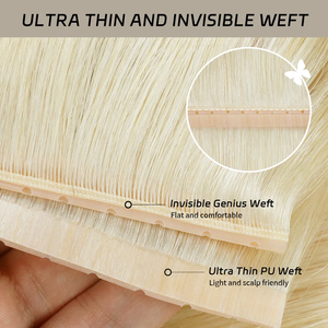 Extensioni per capelli europee OVO invisibili in PU, con trama a farfalla Genius, in vero capello umano, con microperline, senza cuciture, fatte a mano, in PU. - Product Image 2