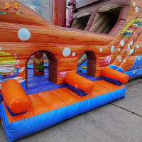 Château gonflable commercial en forme de bateau pirate avec toboggan aquatique, capacité de 10 personnes, en PVC, installation facile, pour enfants en plein air