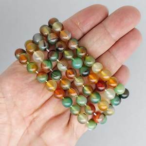 Pulsera de Cuentas de Ágata Pavo Real Natural de Alta Gama en Colores de 6/8/10 mm, en Oferta, para Hombre y Mujer - Product Image 1