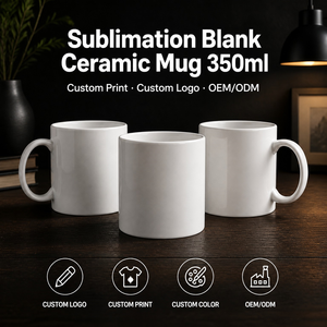 Custom Sublimation Coated Tea Coffee <strong>Mugs</strong> for Wholesale Blank Ceramic Best Factory Supply <strong>Plain</strong> <strong>White</strong> Customized CLASSIC 350ml - Product Image 1