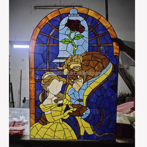 Vitral de estilo europeo con diseño de monstruo y dama para decoración de pared y ventana, atrapasoles - Product Image 3