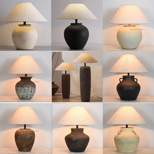 Japanische Wabi-Sabi Terrakotta-Tischlampe, Chinesische Grobe Keramik für Wohnzimmer, Hotel und Designer-Schlafzimmer - Product Image 2