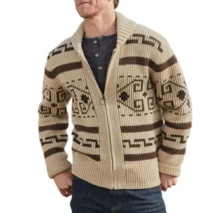 秋冬メンズセーターファッションラペルユースカジュアルジップカーディガンジャケット長袖スリムジャカードニットフェアアイルセーター