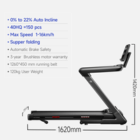 Tapis roulant électrique avec écran LED, inclinaison automatique de 0% à 22%, capacité de charge de 120 kg, machine de course à pied