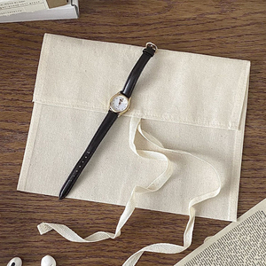 High Quality Custom Logo Cotton <b>Envelope</b> Dust Bag Recyclable Packaging Cotton Linen <b>Envelope</b> Pouch with Flap - Product Image 3
