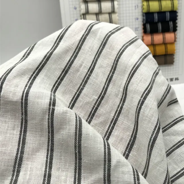 High quality ramie cotton blended striped fabric for home textile clothing