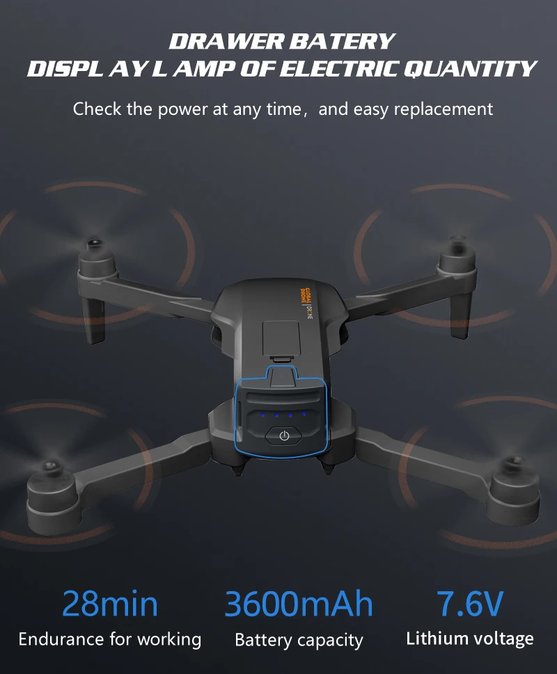 GD91 PRO Drone, DRAWER BATERY DISPL AYL AMP OF ELECT