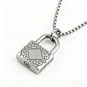 Yunnique – pendentif cadenas rétro en acier inoxydable pour hommes, collier Punk au design géométrique, pendentif unique sans chaîne - Product Image 1