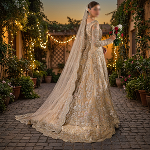 Vestido de Novia de Chifón Hecho a Mano de Alta Calidad con Diseño Floral de Tallas Grandes, Tendencia 2025, para Bodas Indias y Pakistaníes - Product Image 2