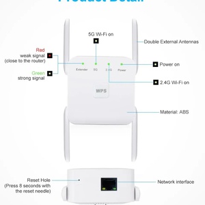 Amplificador de Señal Wifi Inalámbrico de 1200 Mbps y 5G, Repetidor de Señal de Red Wifi de 2.4 GHz y 300 Mbps, Extensor de Wifi para Exteriores - Product Image 3