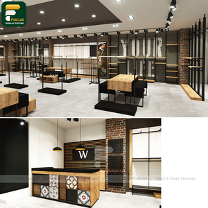 Meuble de présentation de vêtements de luxe, étagère murale, comptoir de caisse, éclairage, unité miroir - Product Image 4